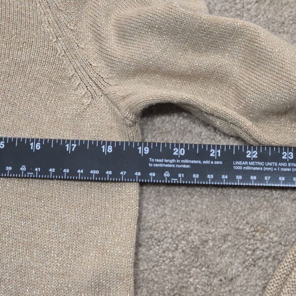 Chico's Brown with Gold Metallic Glitter Turtleneck Sweater Pullover Size 1 M/8 - Picture 5 of 13